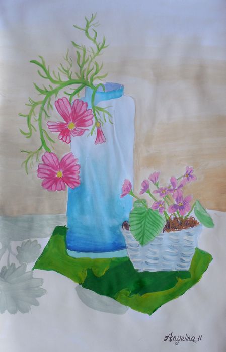 Art Studio PALETTE. Angelina Rudakova Picture.  Tempera Still Life Still Life 